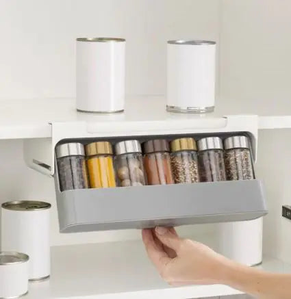 Hanging Kitchen Spice Rack | Multi-Compartment Organizer with Optional Bottles