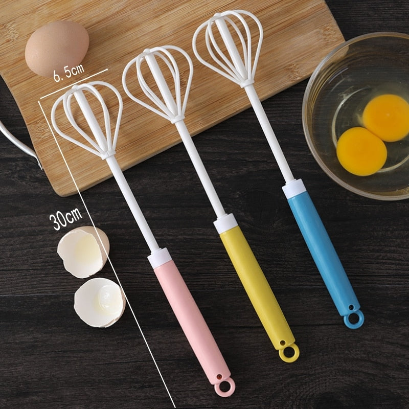 1pc Semi-Auto Stainless Steel Egg Whisk