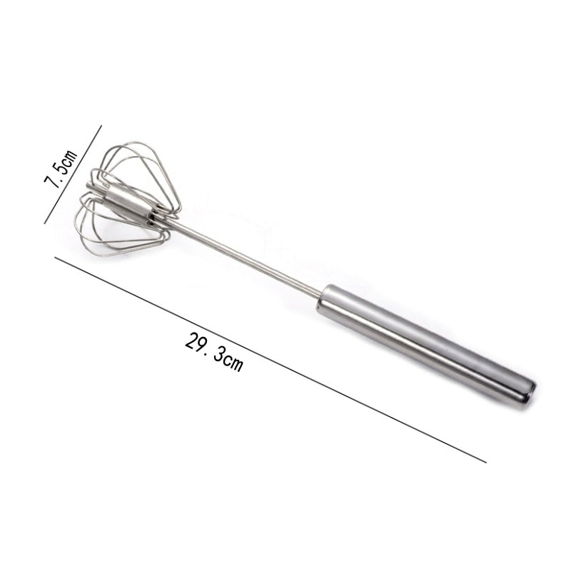 1pc Semi-Auto Stainless Steel Egg Whisk