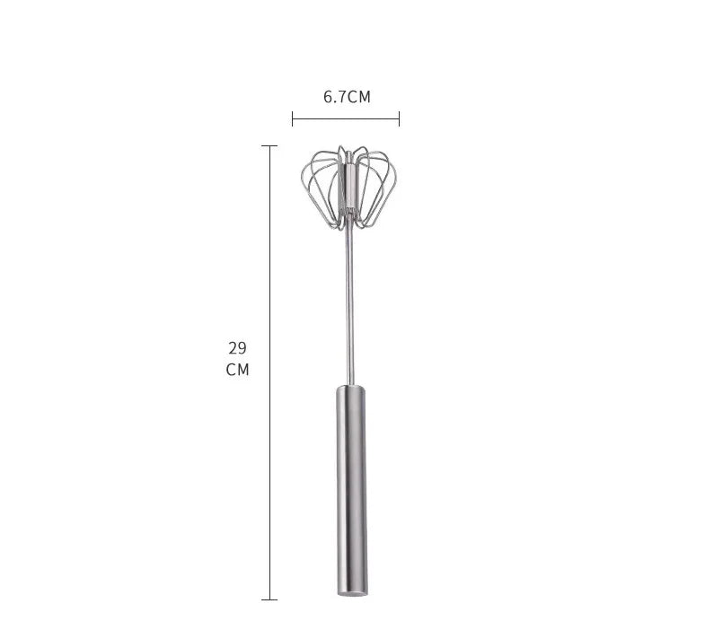 1pc Semi-Auto Stainless Steel Egg Whisk