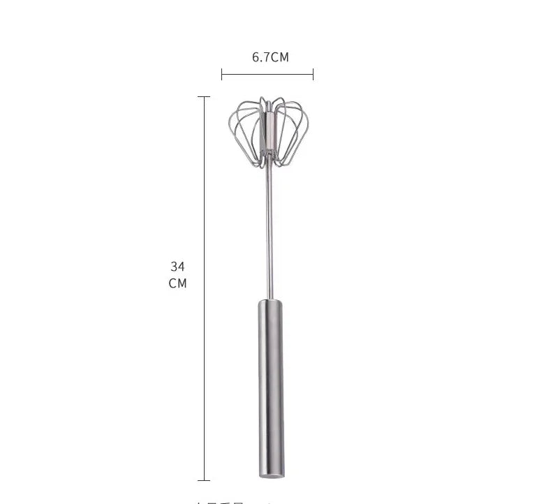 1pc Semi-Auto Stainless Steel Egg Whisk