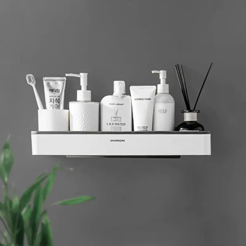 Wall-Mounted Bathroom Storage Organizer (No Drilling Needed)