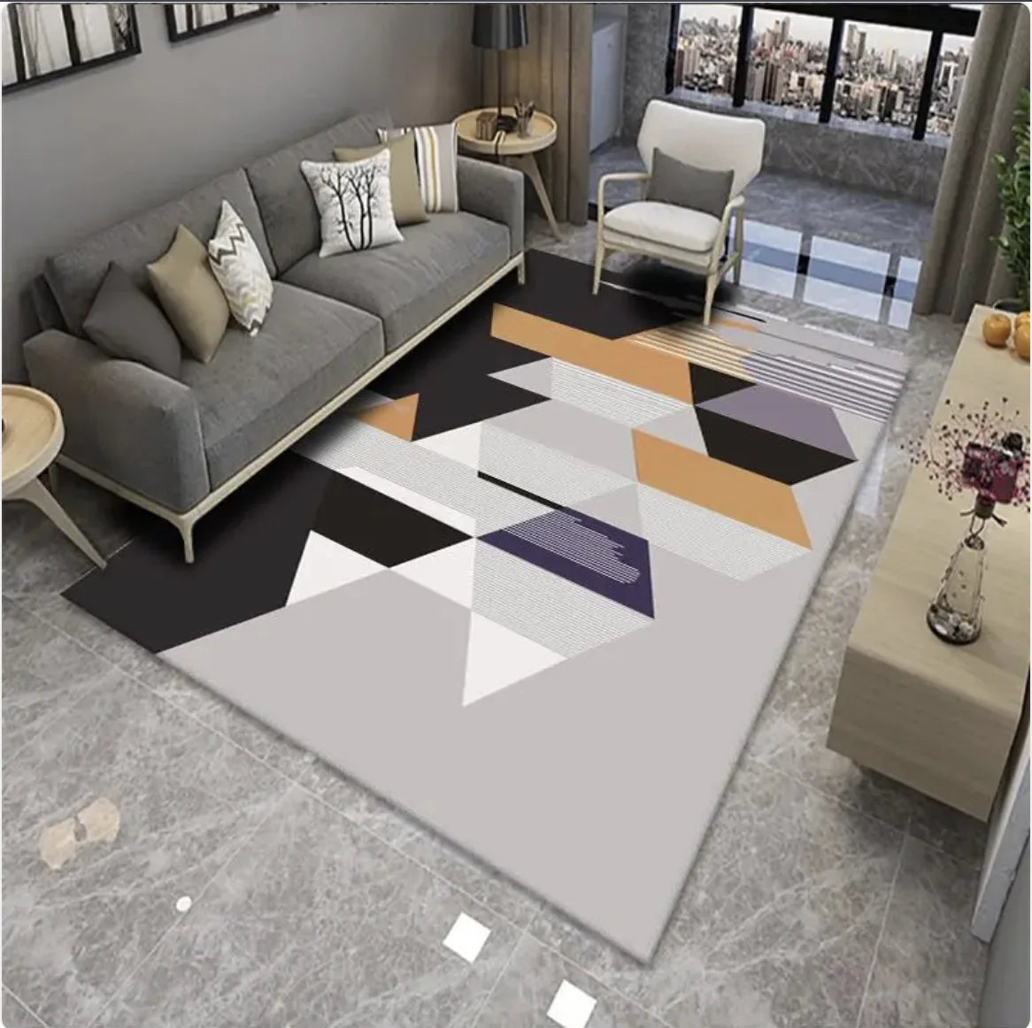 Cozy Geo-Velvet Floor Rug