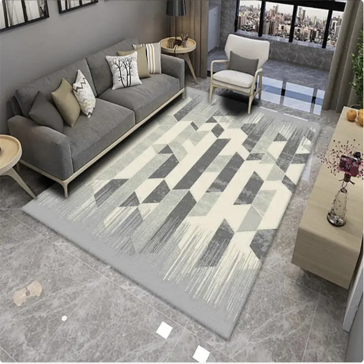 Cozy Geo-Velvet Floor Rug