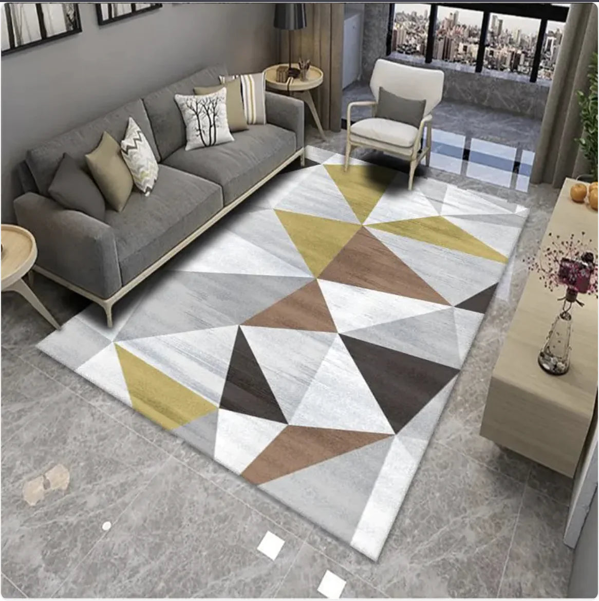 Cozy Geo-Velvet Floor Rug