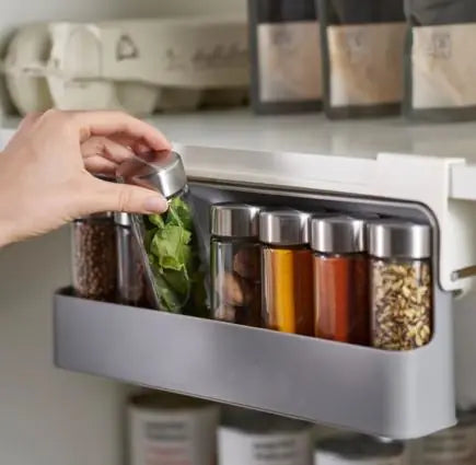Hanging Kitchen Spice Rack | Multi-Compartment Organizer with Optional Bottles